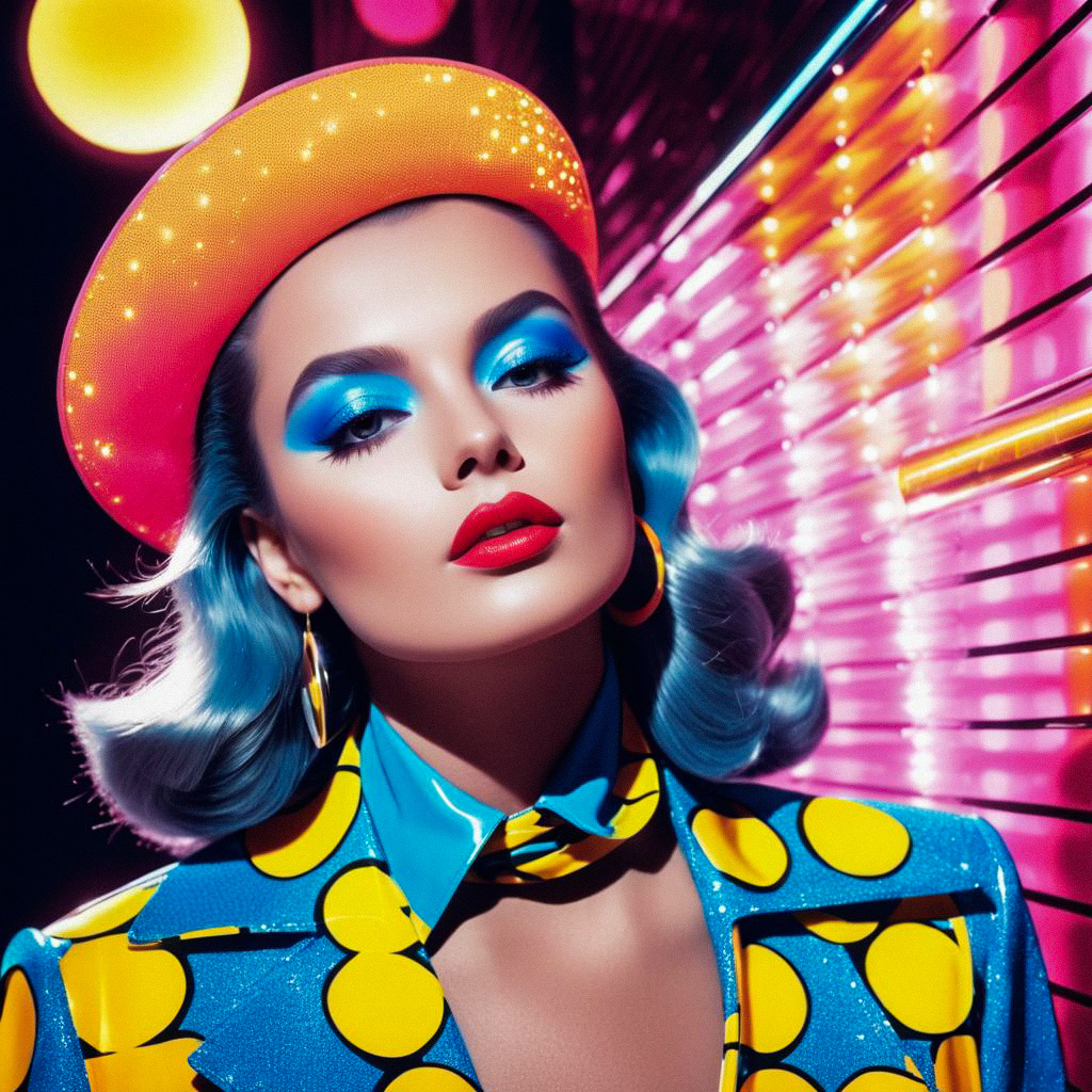 Bold Retro Fashion Woman with Playful Makeup