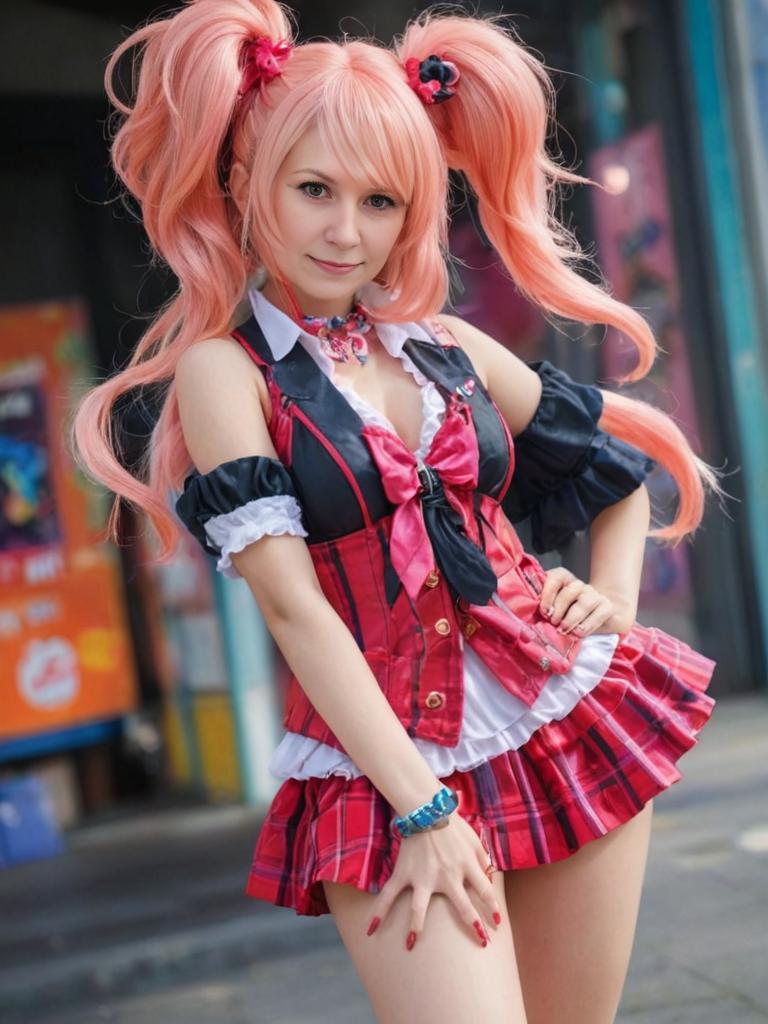 Woman Cosplaying as Junko Enoshima