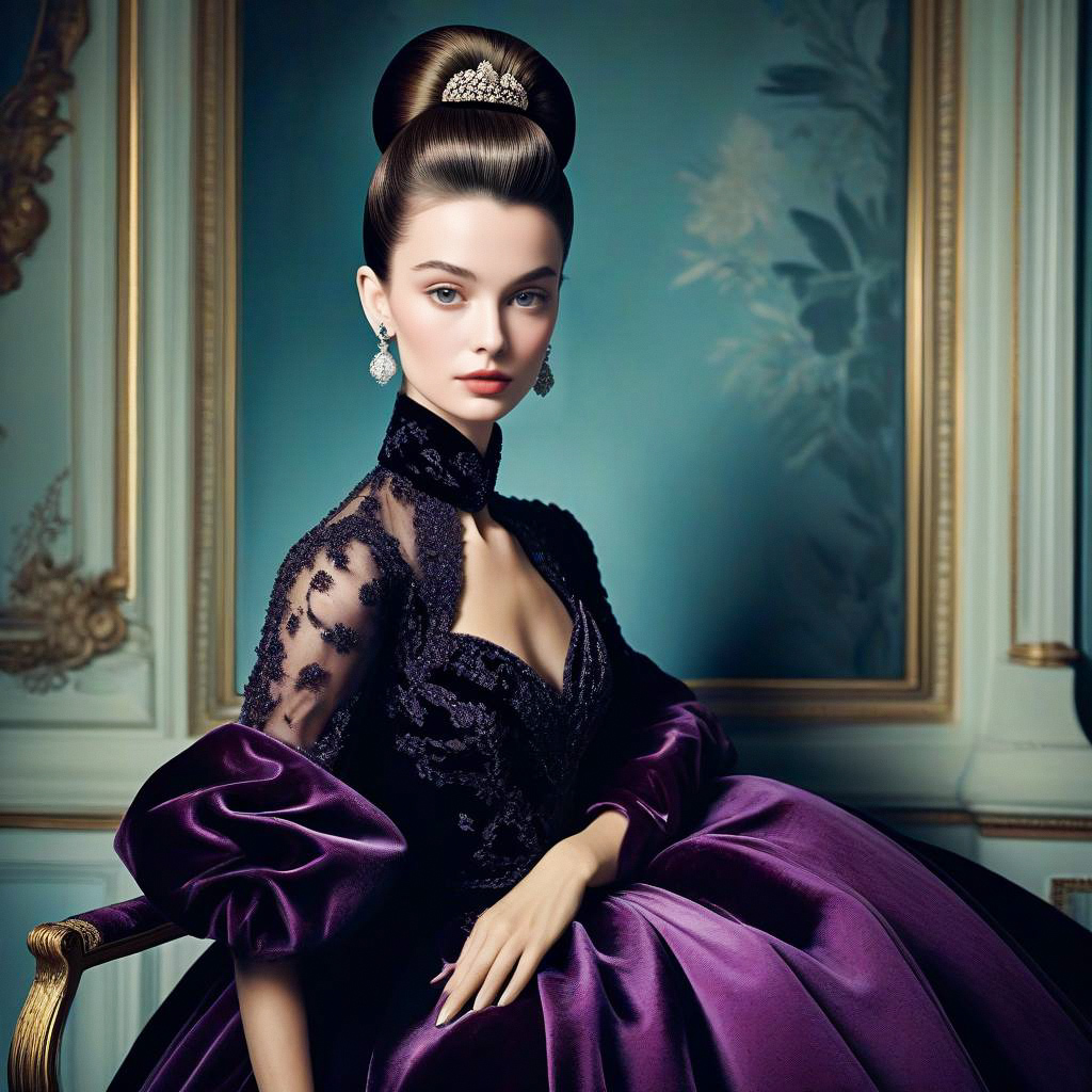 Elegant Woman in Purple Gown with Tiara