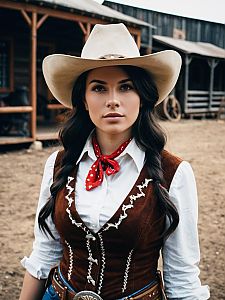 Photorealistic Woman in Cowgirl Costume Western Cosplay Portrait