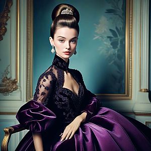 Elegant Woman in Purple Gown with Tiara
