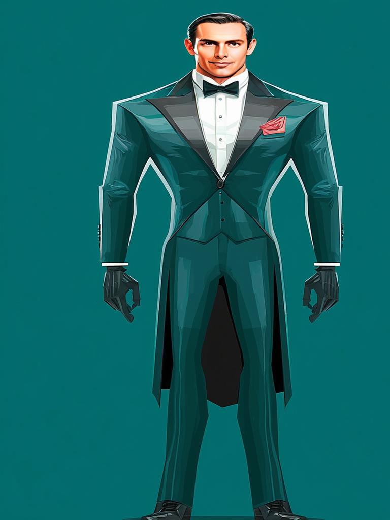Stylized Man in Teal Tuxedo