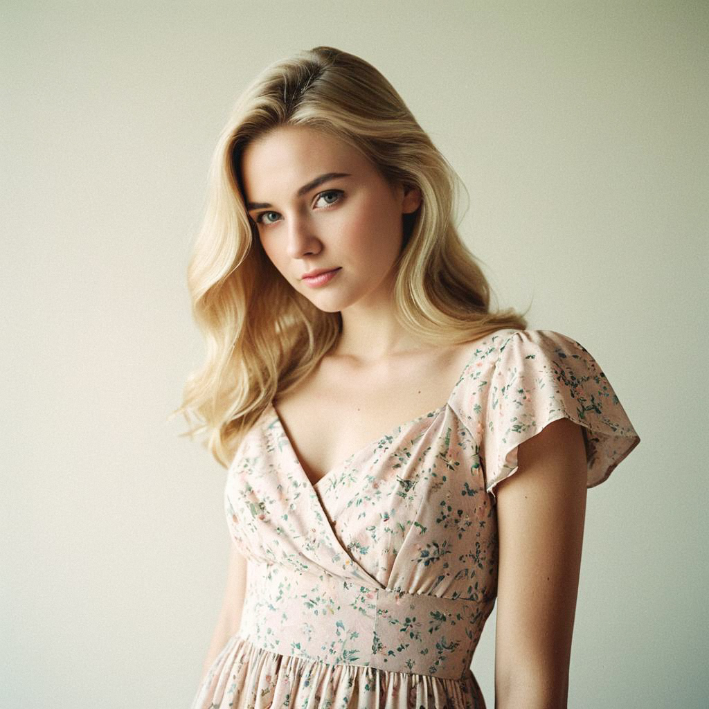 Young Woman in Floral Dress