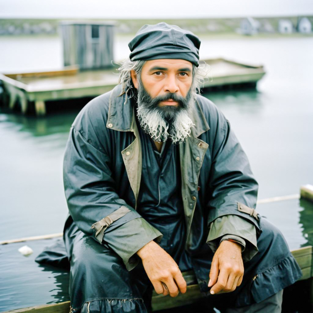 Contemplative Fisherman by the Water