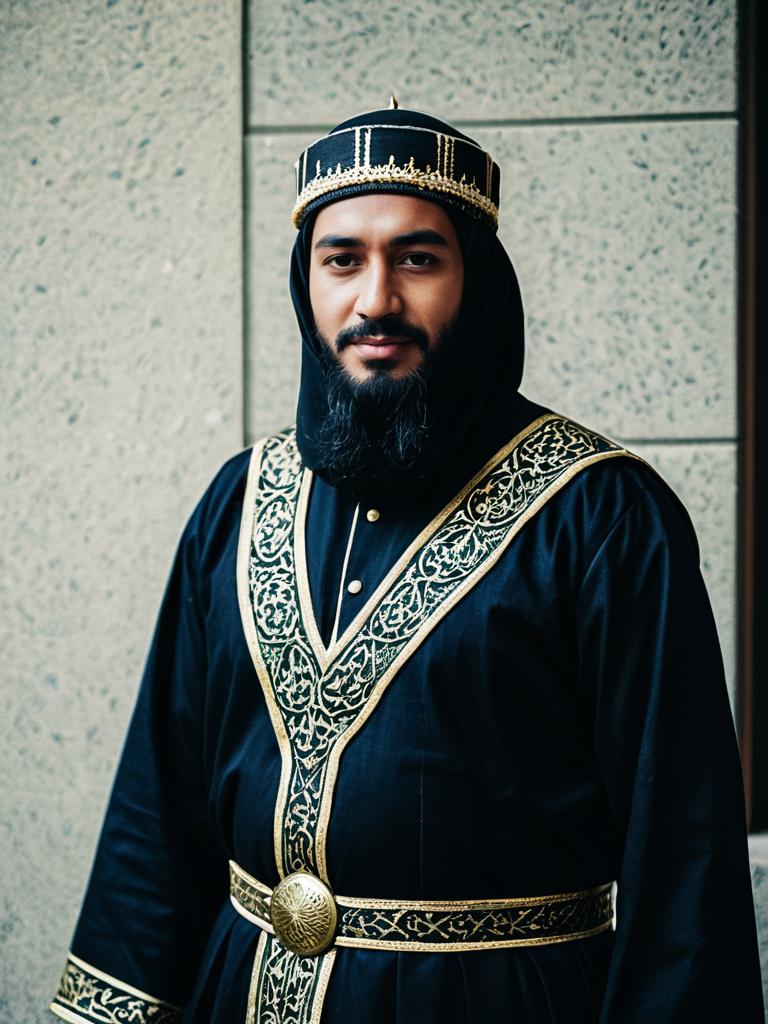 Man in Muslim Costume Cinematic Realism Professional Cosplay Portrait