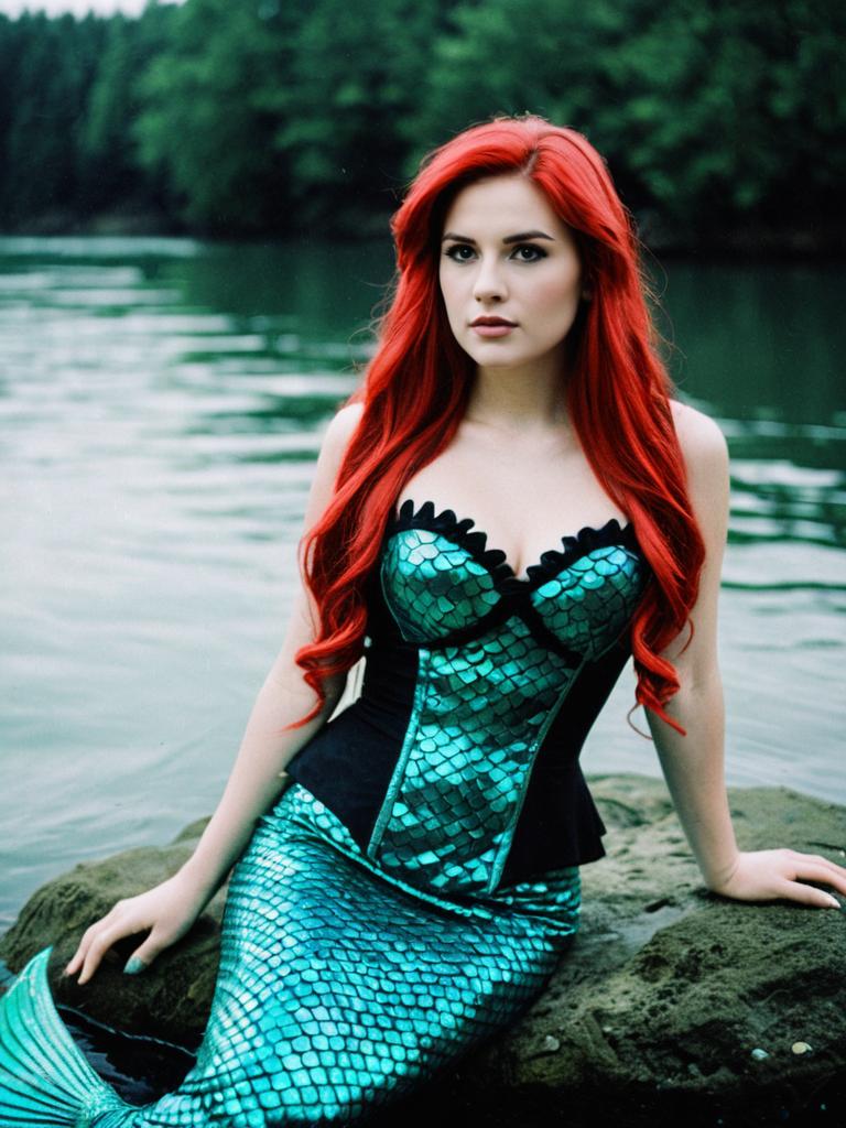 Woman in Mermaid Costume by River