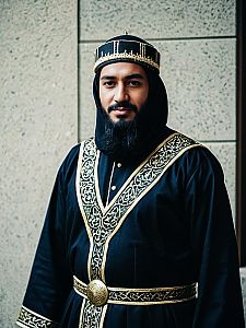 Man in Muslim Costume Cinematic Realism Professional Cosplay Portrait