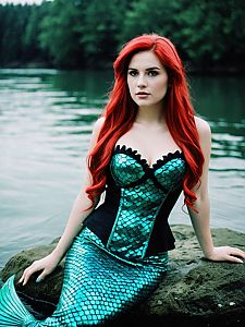 Woman in Mermaid Costume by River
