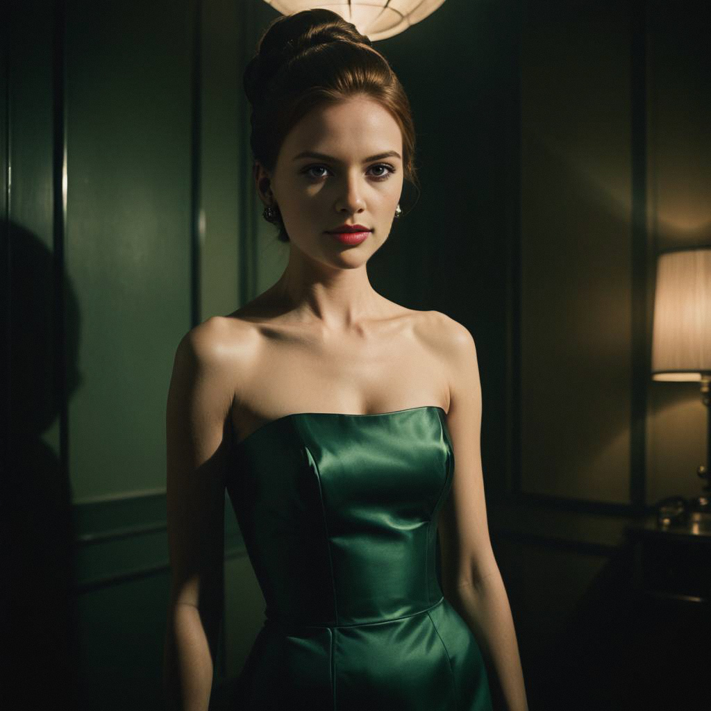 Elegant Woman in Emerald Green Dress Elegant Woman in Emerald Green Dress