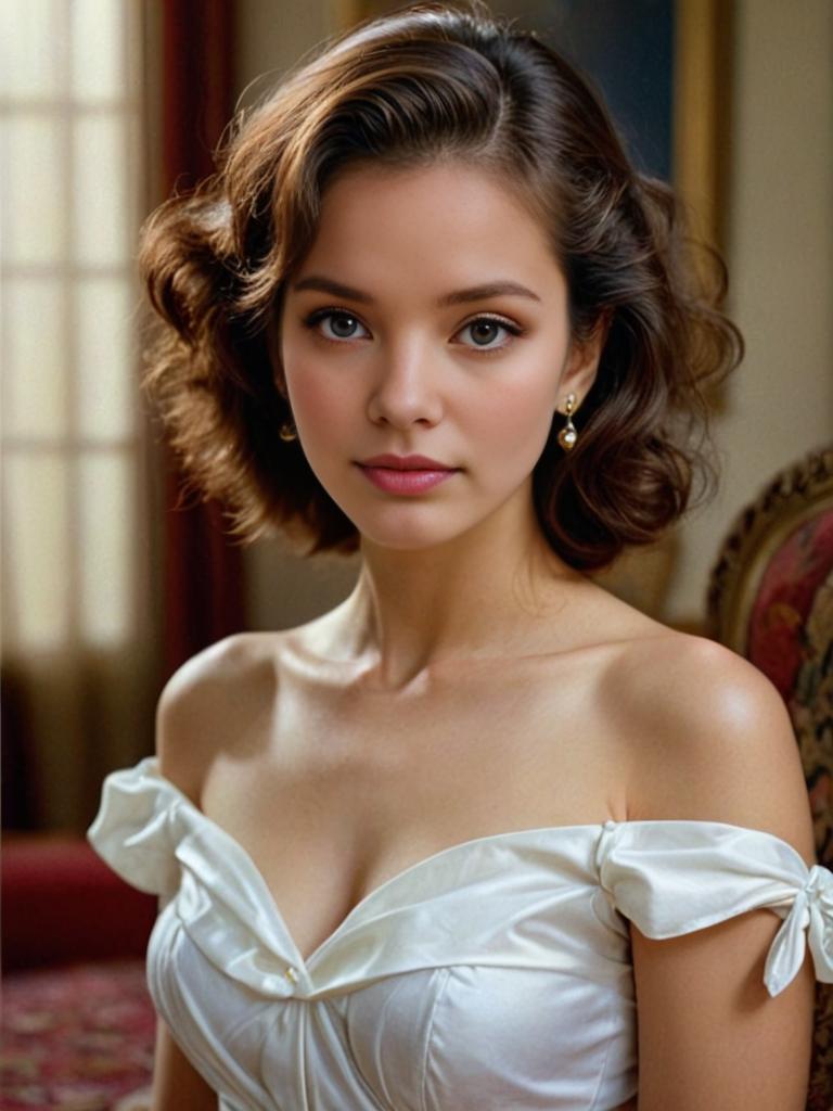 Elegant Young Woman in Vintage Portrait