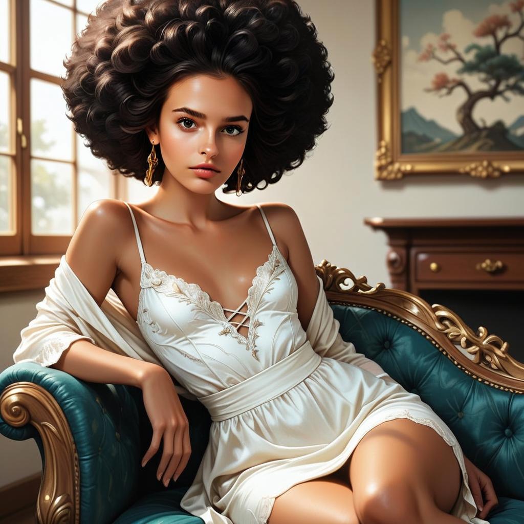 Elegant Woman in Vintage Armchair