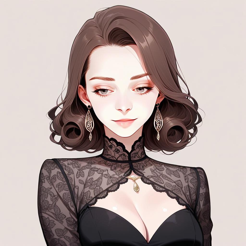 Elegant Woman in Black Lace Attire