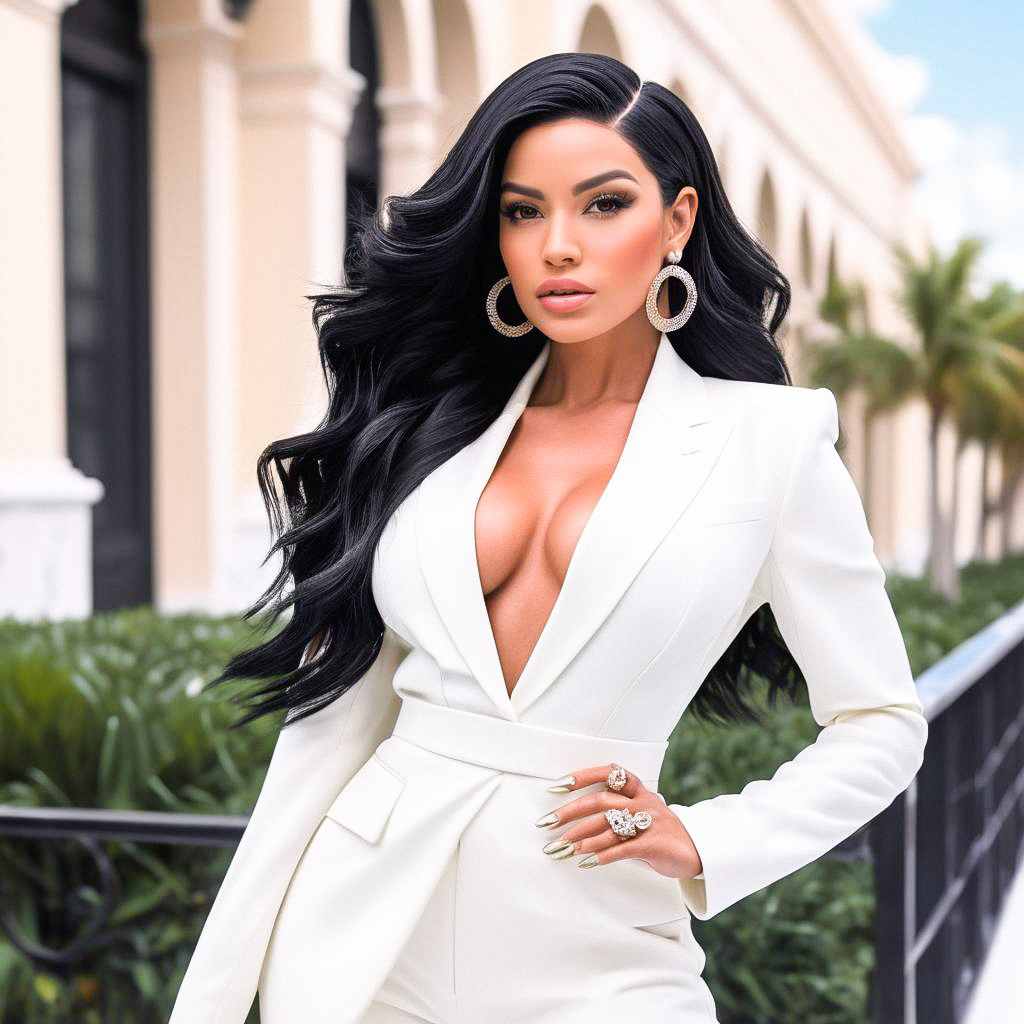 Confident Woman in White Suit Outdoors Confident Woman in White Suit Outdoors