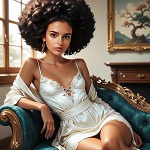 Elegant Woman in Vintage Armchair