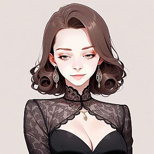 Elegant Woman in Black Lace Attire