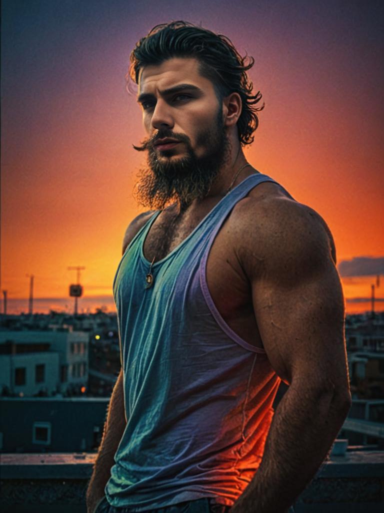 Confident Man Against Sunset