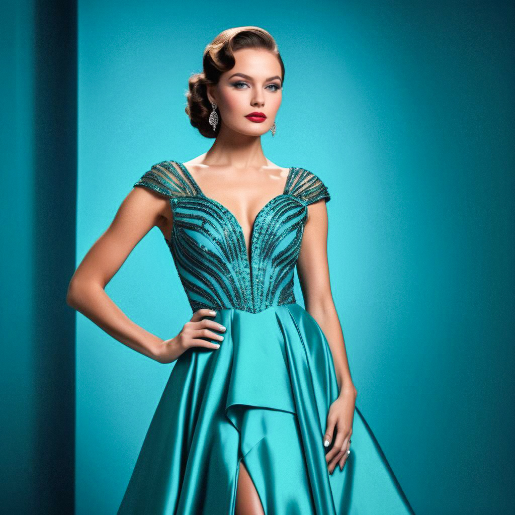 Glamorous Woman in Turquoise Gown Glamorous Woman in Turquoise Gown