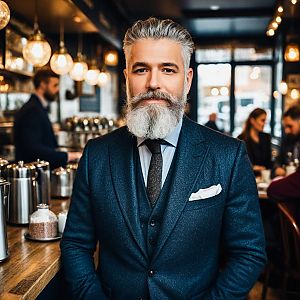 Distinguished Man in Elegant Suit at Café