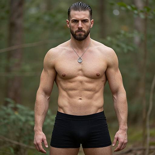 Muscular Man in Black Shorts Standing Outdoors