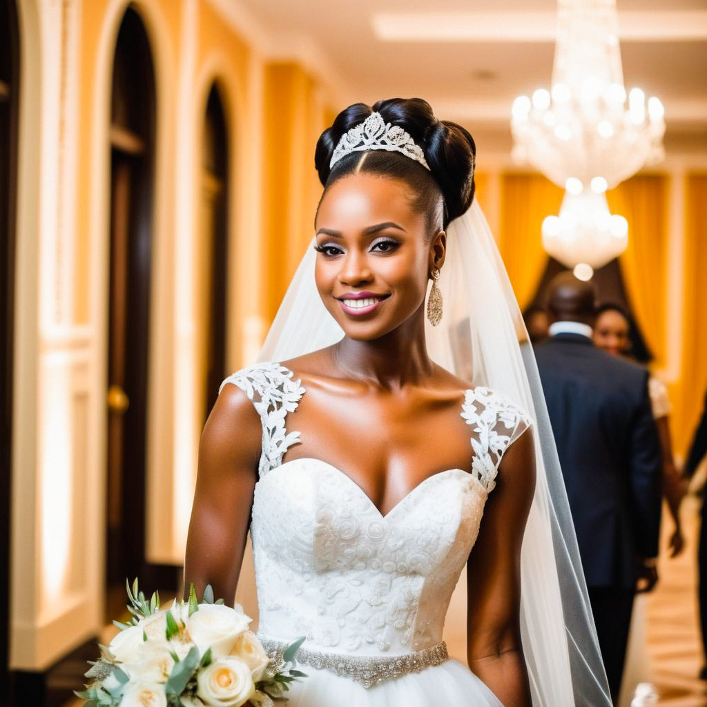 Radiant Bride in Elegant Lace Wedding Gown