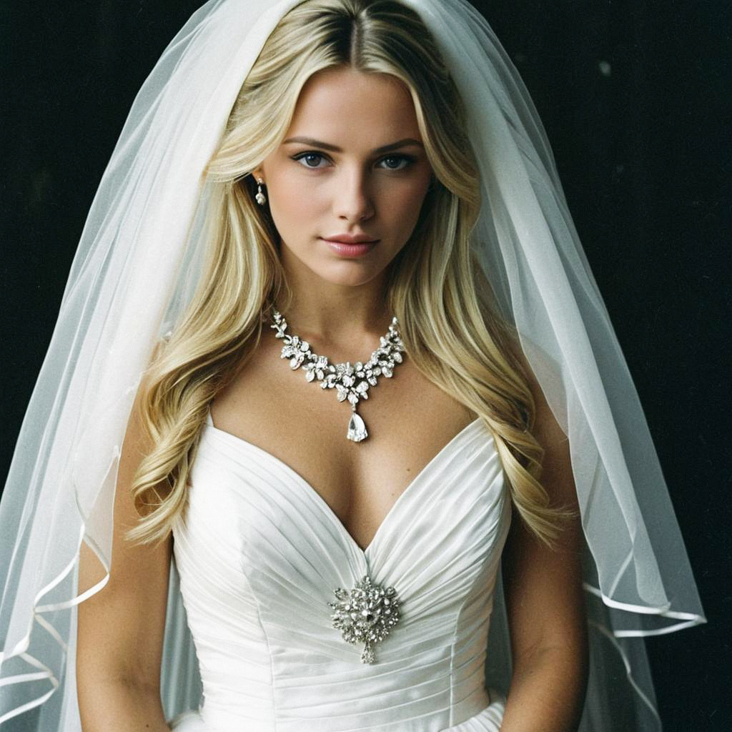 Elegant Bride in White Wedding Gown Elegant Bride in White Wedding Gown