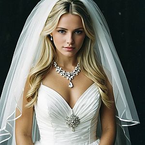 Elegant Bride in White Wedding Gown