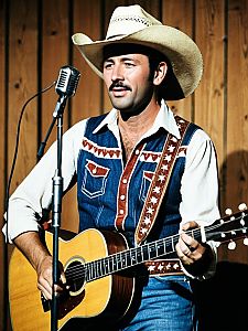 Male Country Music Singer in Classic Western Costume Playing Guitar