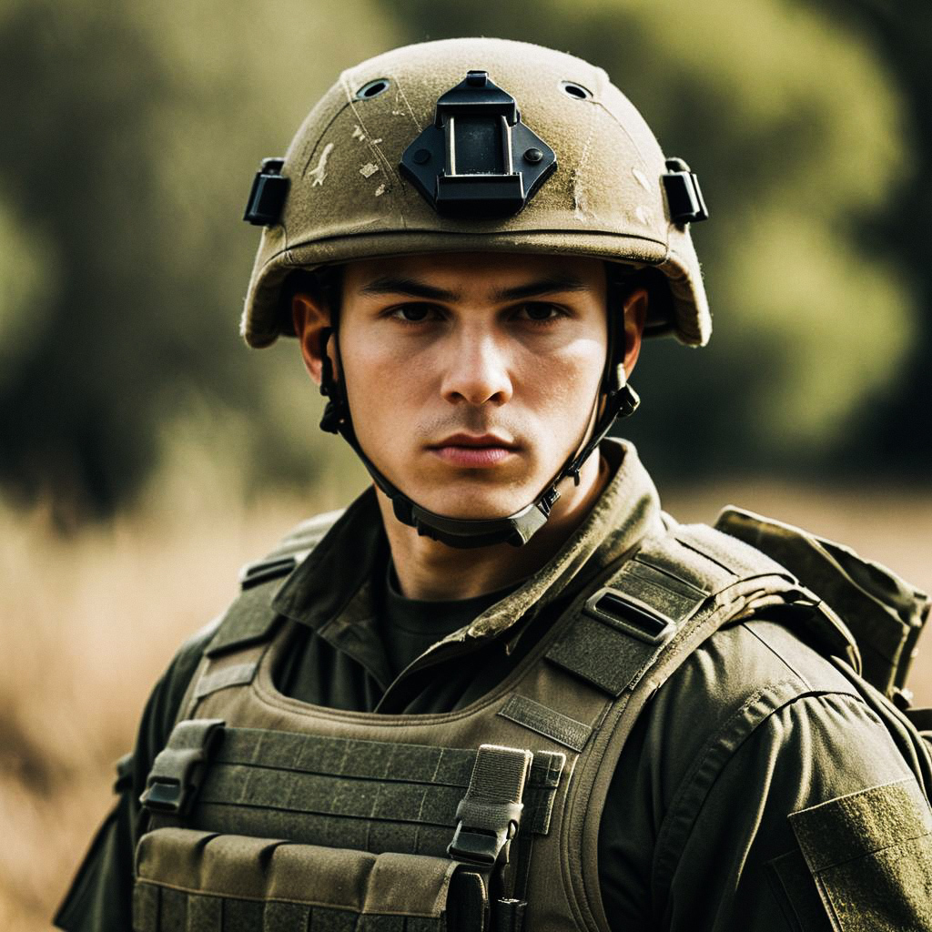 Serious Young Soldier in Tactical Gear
