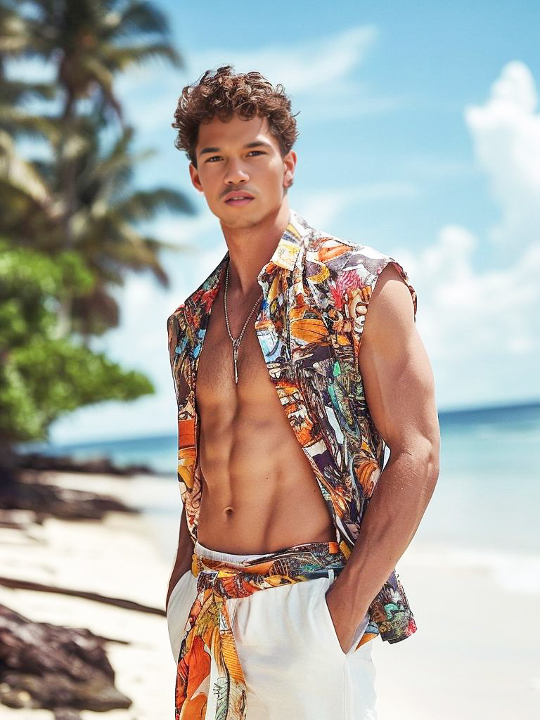 Fit Young Man on Tropical Beach