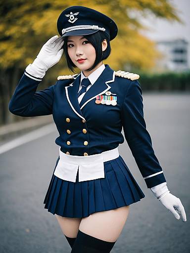 Akitsu Maru KanColle Cosplay Woman in Navy Military Uniform