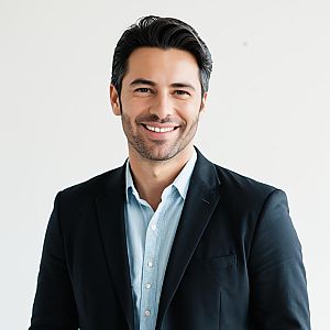 Confident Young Man Smiling in Business Attire