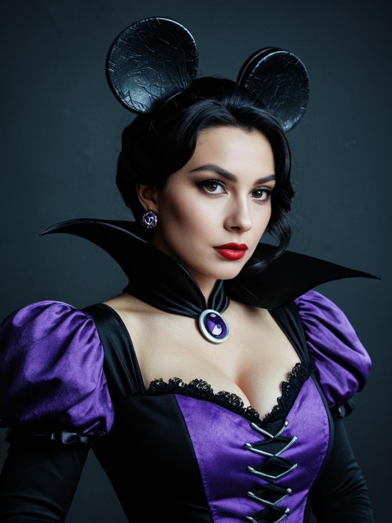 Woman in Disney Villain Costume Photorealistic Detailed Cosplay Studio Portrait