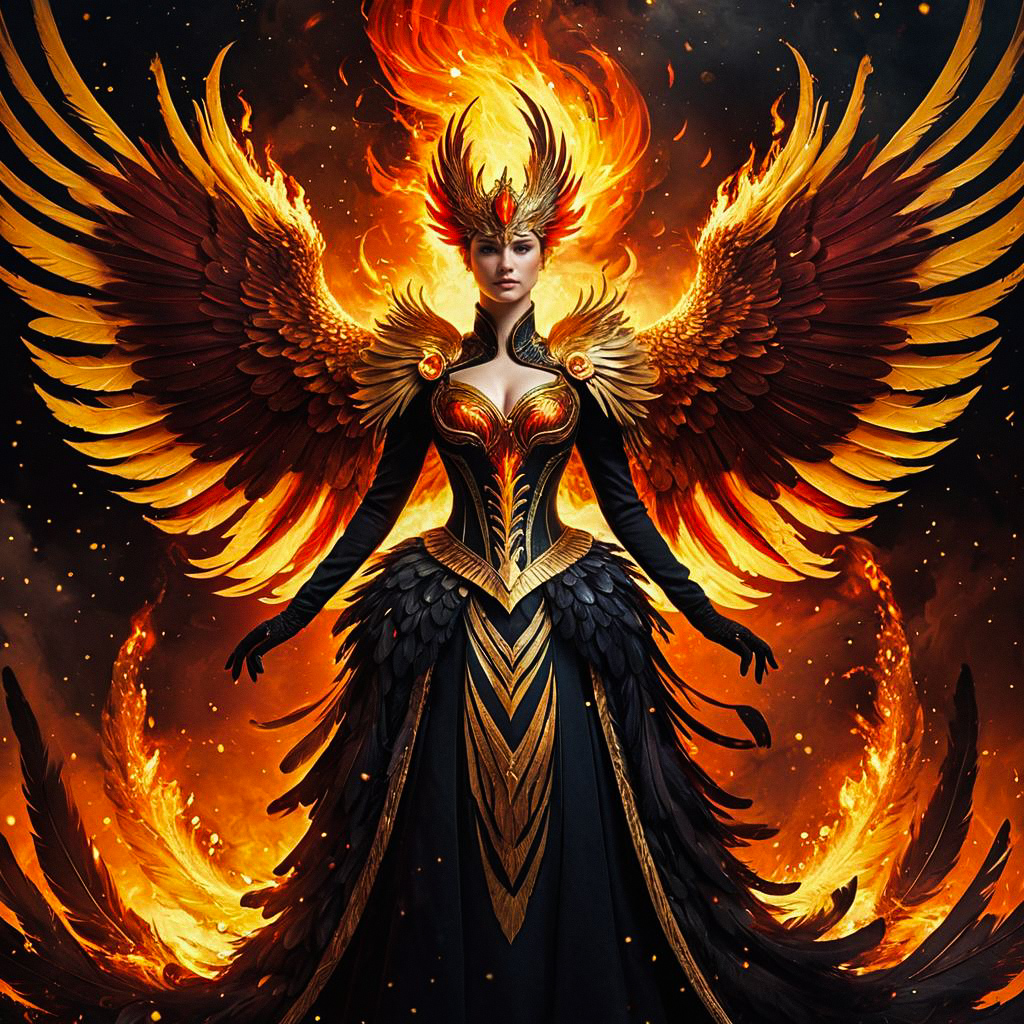 Powerful Woman in Fiery Phoenix Costume Powerful Woman in Fiery Phoenix Costume