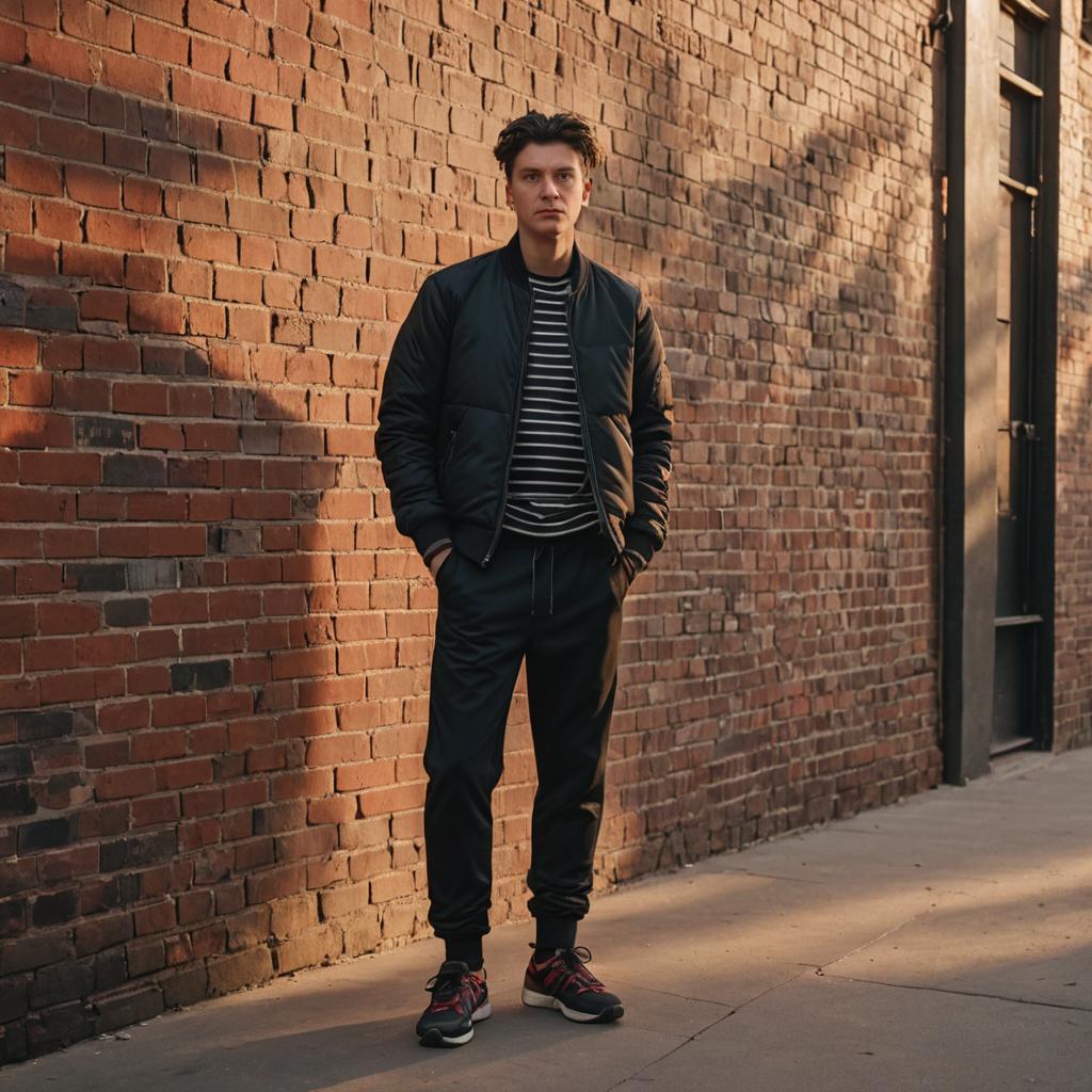 Confident Man Against Brick Wall