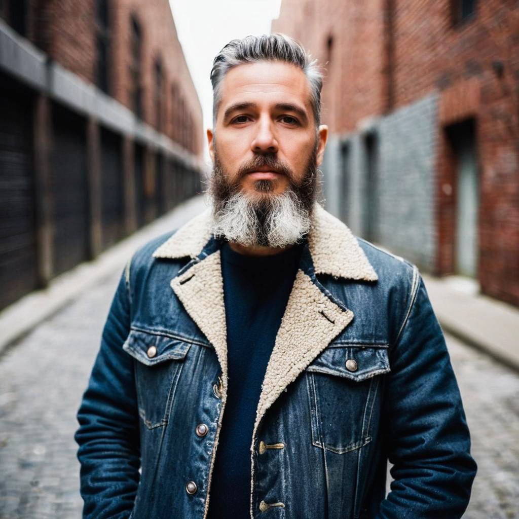 Confident Middle-Aged Man in Urban Alley