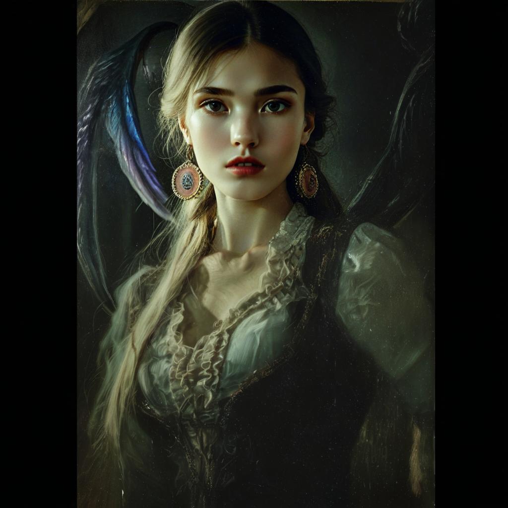 Vintage Style Portrait of Woman in Renaissance Inspired Attire