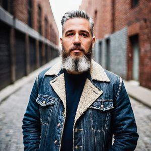 Confident Middle-Aged Man in Urban Alley