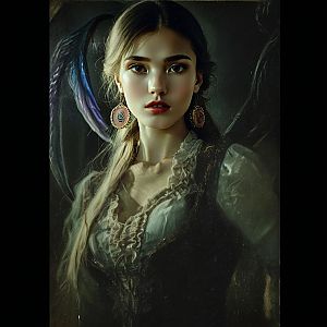 Vintage Style Portrait of Woman in Renaissance Inspired Attire