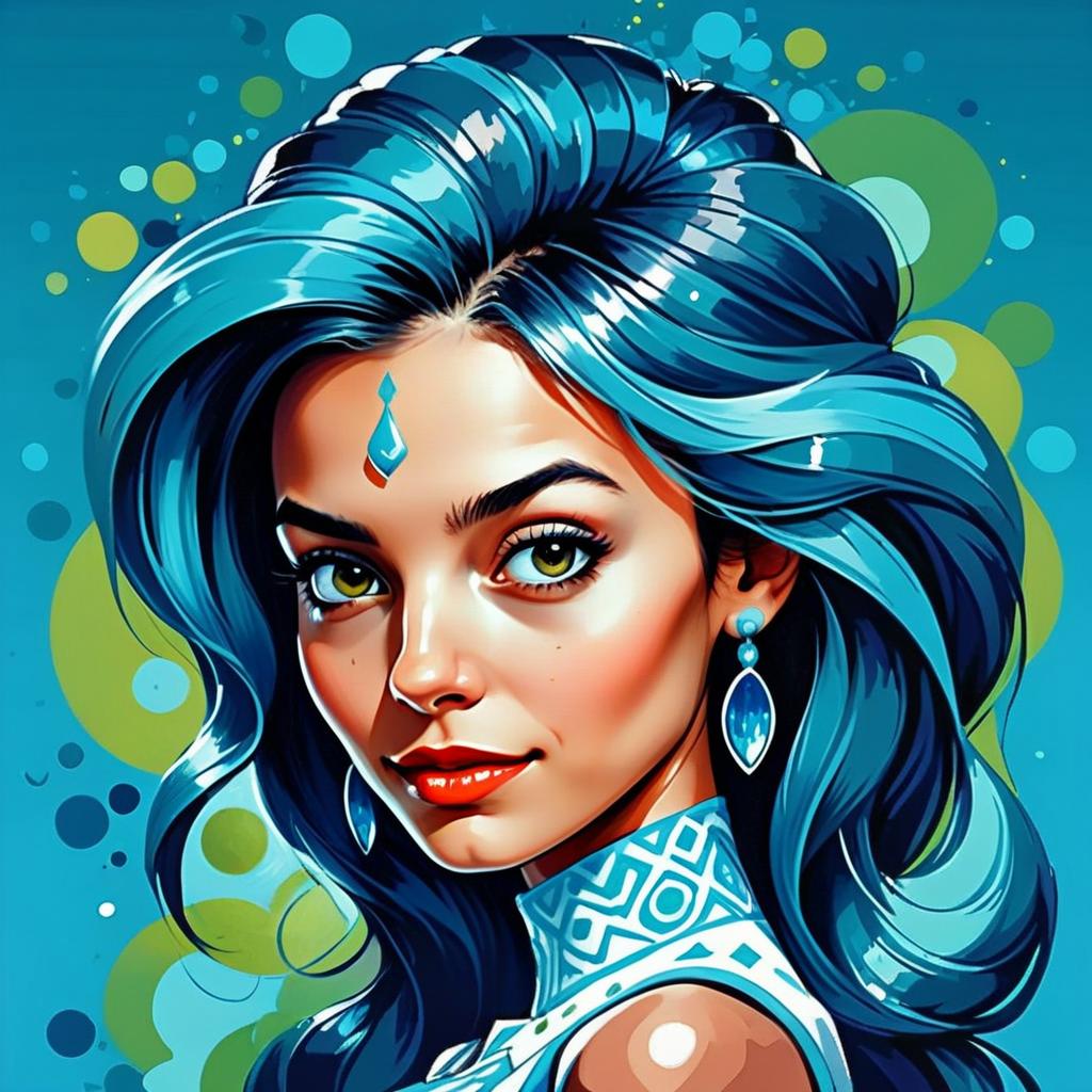 Vibrant Woman with Blue Hair and Green Eyes Vibrant Woman with Blue Hair and Green Eyes