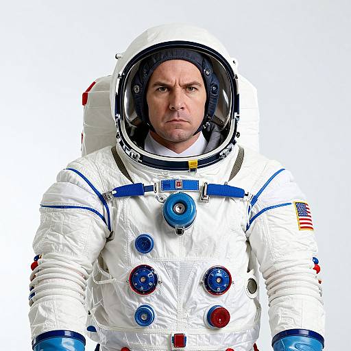 Male Astronaut in Authentic NASA Spacesuit with American Flag