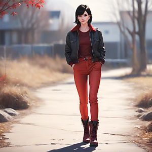 Stylish Woman in Autumn Foliage