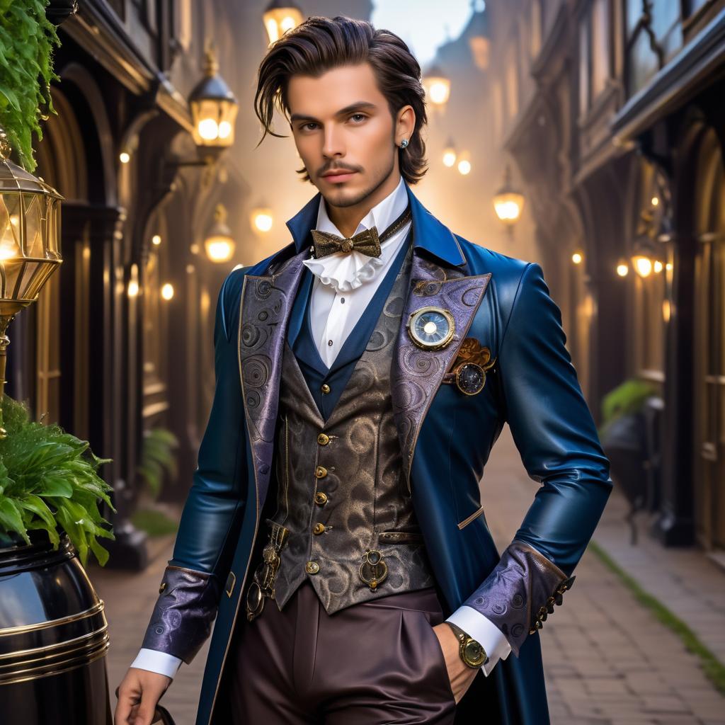 Stylish Young Man in Elegant Vintage Outfit