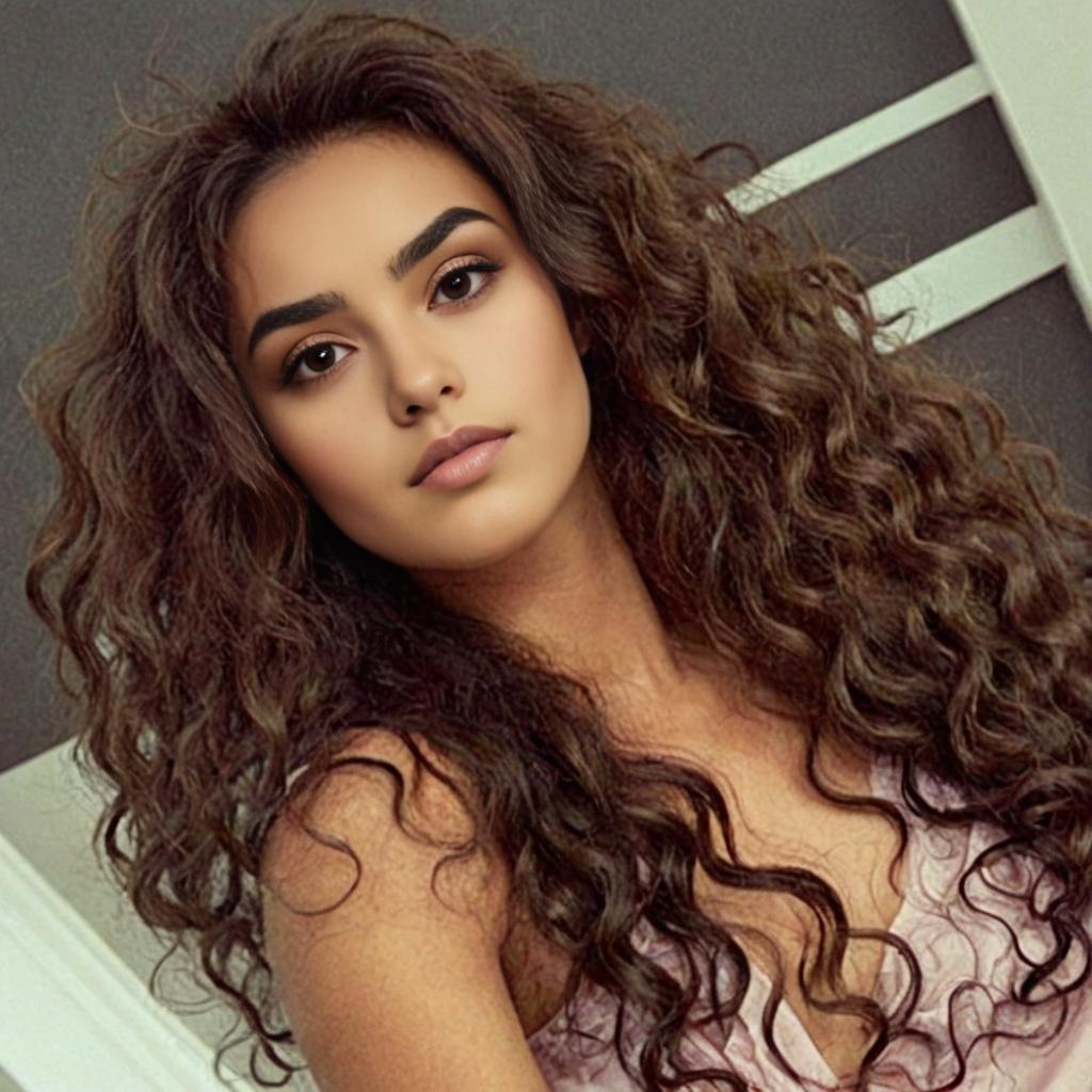 Portrait of a Young Woman with Curly Hair