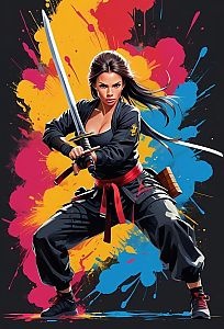 Fierce Woman Warrior with Katana