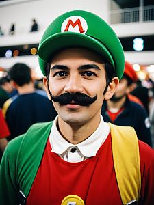 Man in Mario Luigi Costume at Cosplay Festival