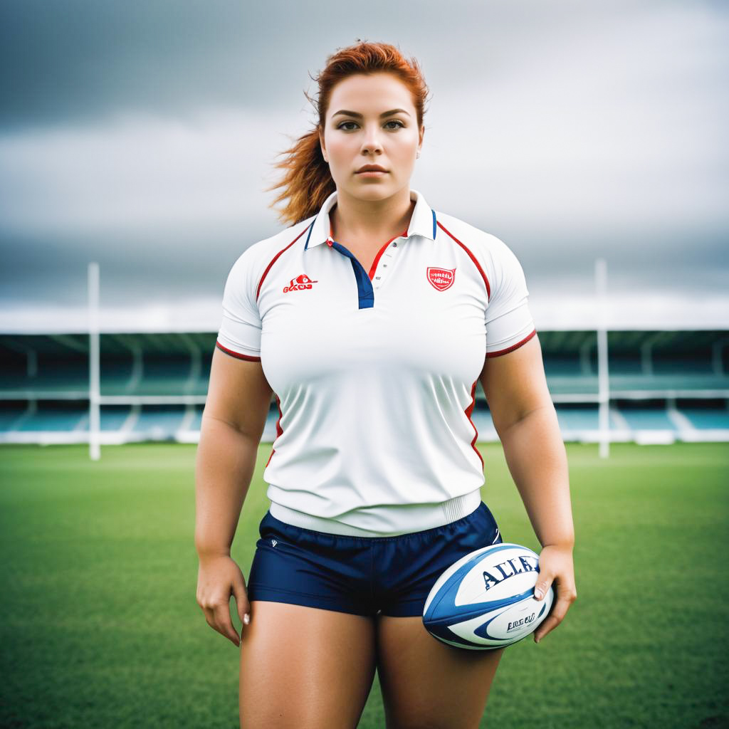 Confident Female Rugby Player on Field