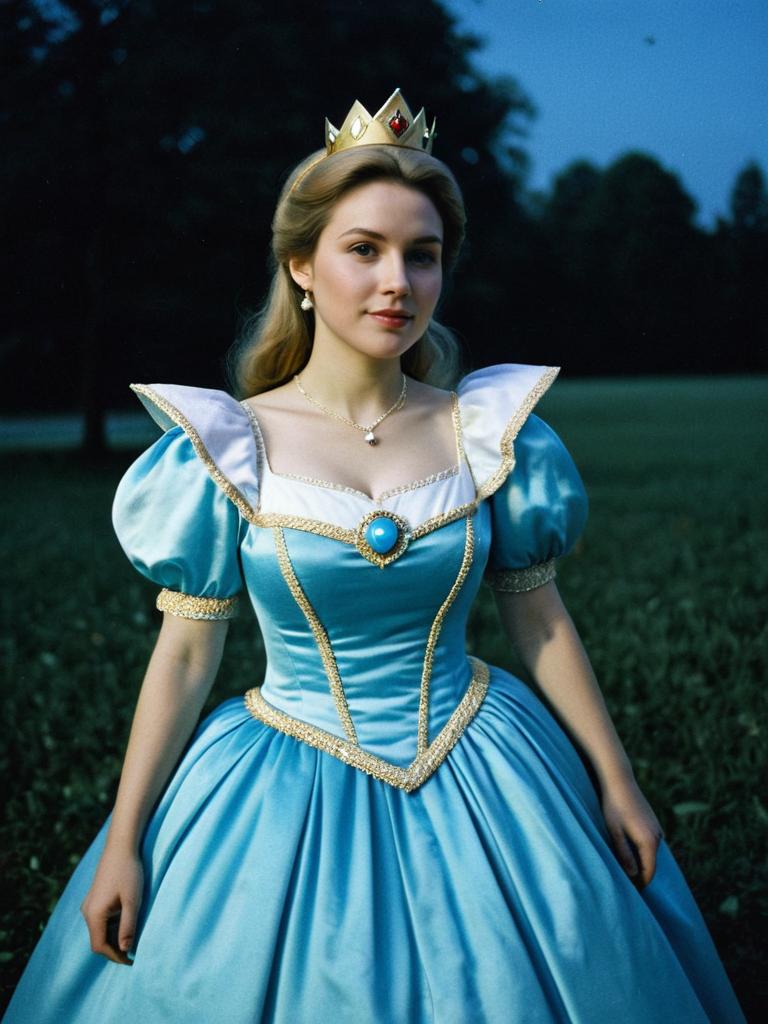 Photorealistic Woman in Princess Rosalina Costume Outdoor Portrait