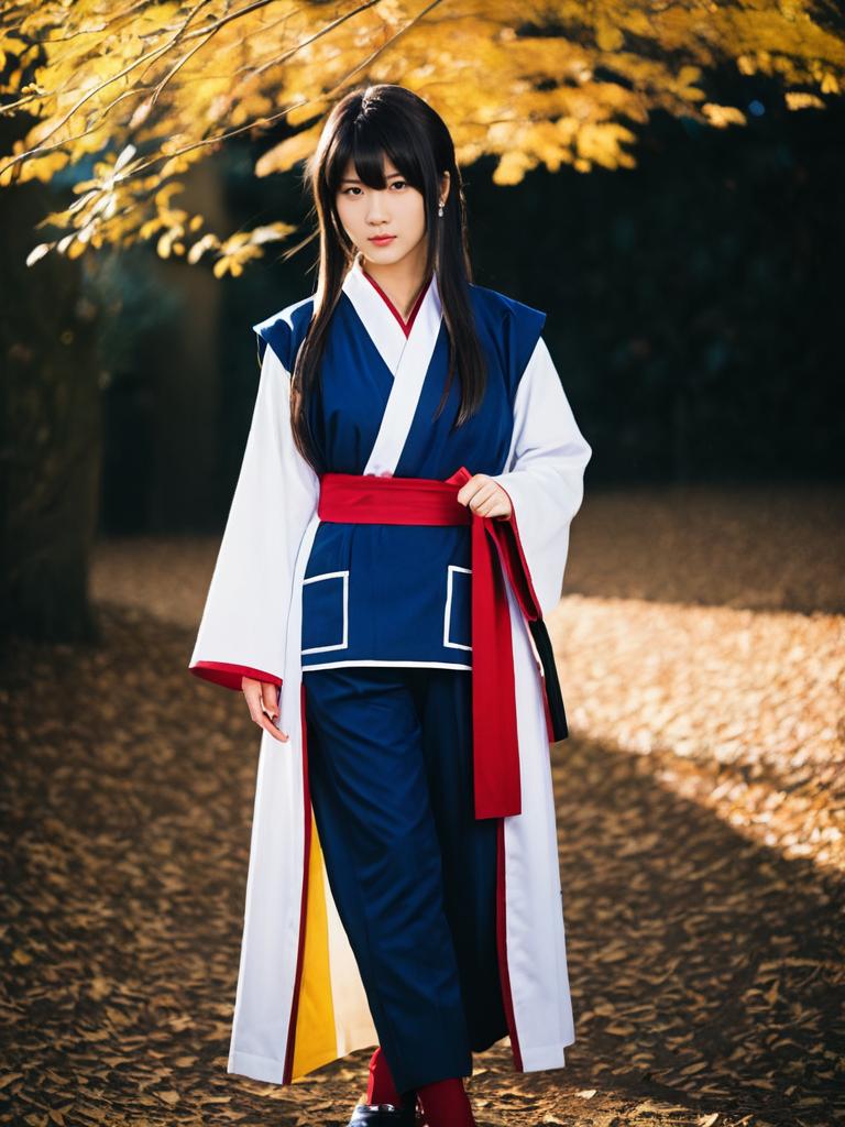 Realistic Nobara Kugisaki Cosplay by Woman in Autumn Outdoor Setting