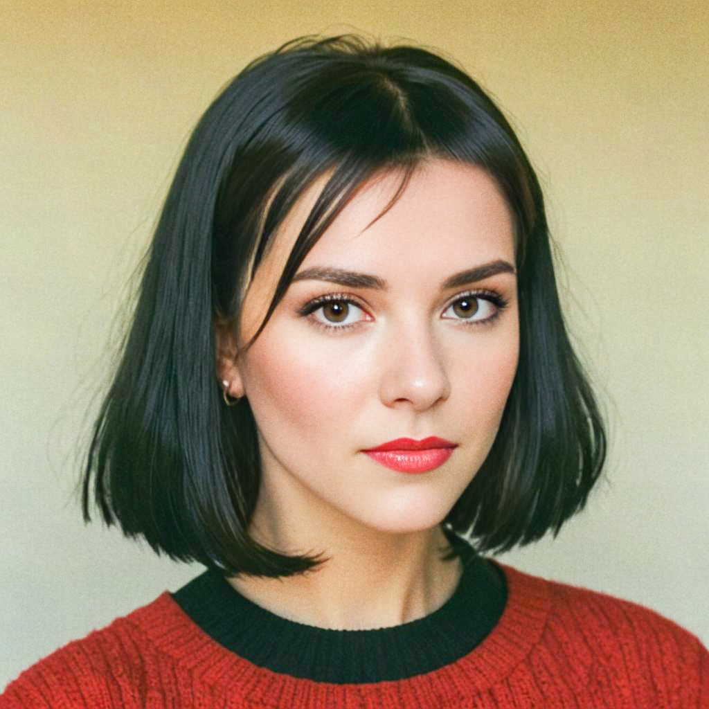 Confident Young Woman in Red Sweater