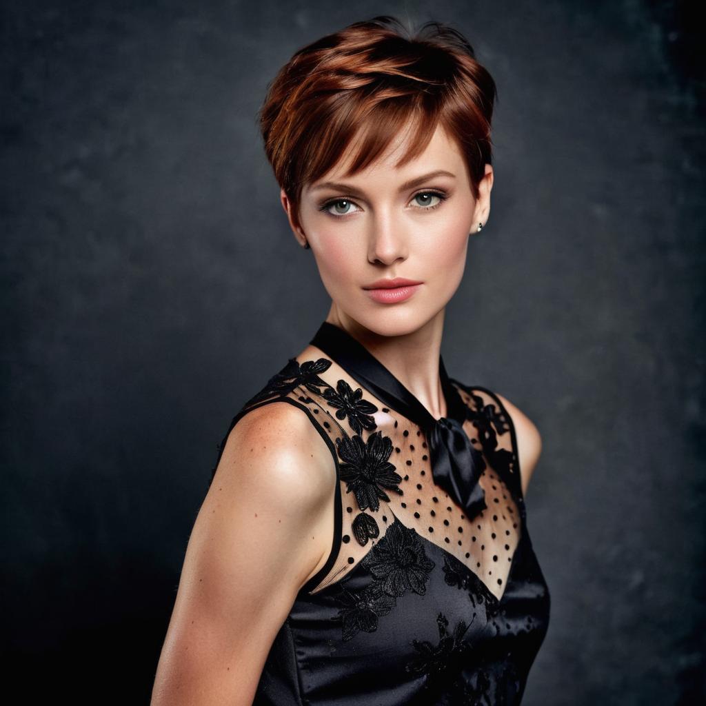 Confident Woman in Stylish Black Dress